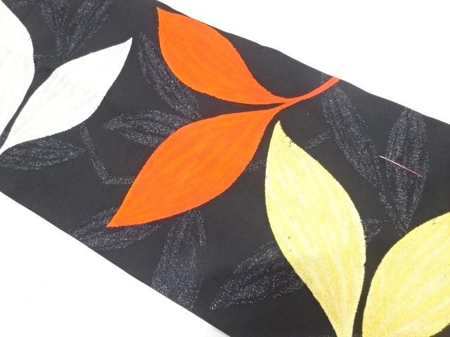 JAPANESE KIMONO / ANTIQUE NAGOYA OBI / WOVEN LEAVES